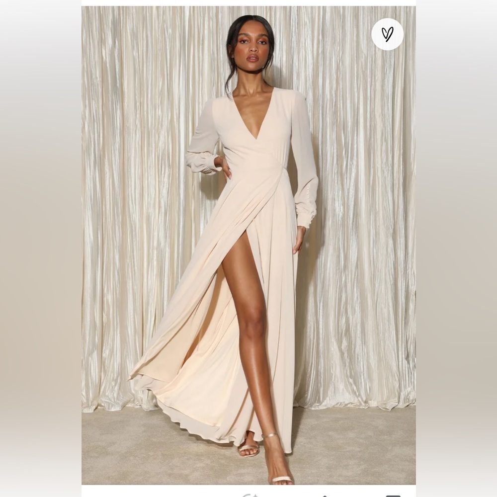 Lulus cream wrap long sleeved-dress. Size small